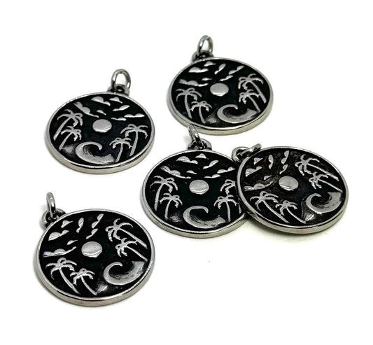 Beach Scenery Charm, Stainless Steel - SS048