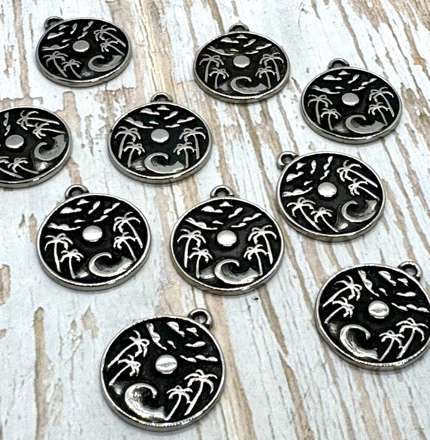 Beach Scenery Charm, Stainless Steel - SS048