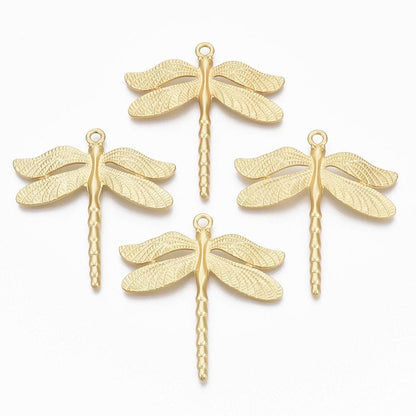 Large Dragonfly Charm, Satin 18k Gold Plated - ST338
