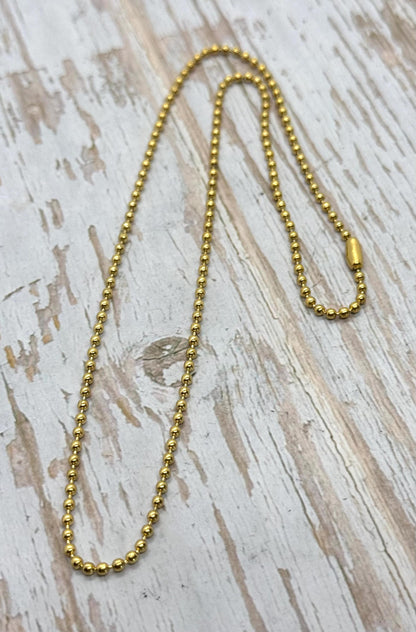 15 Inch Ball Chain Necklace, PVD Gold Plated