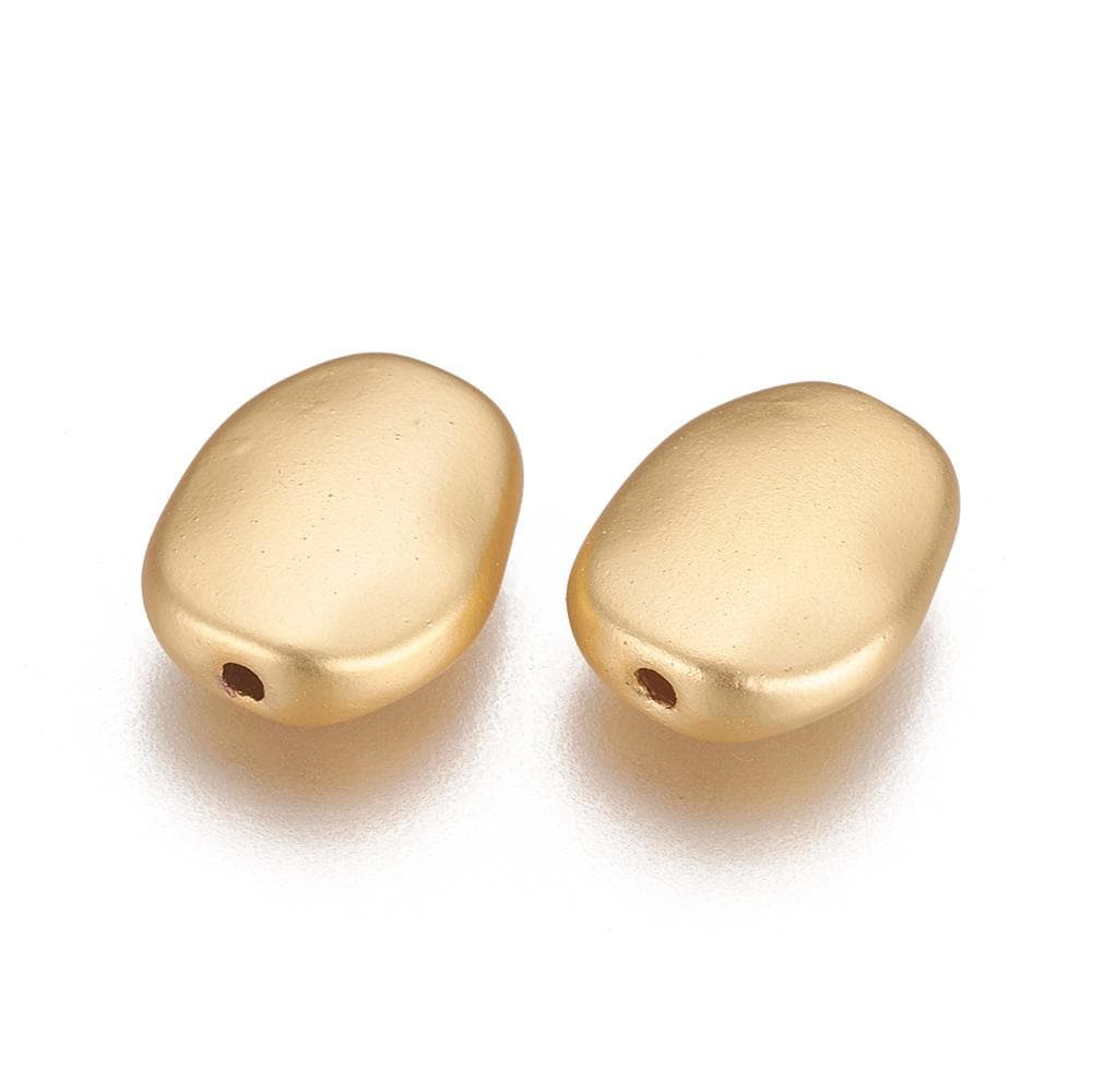 Perles rectangulaires de 11 mm (lot de 2), plaqué or 18 carats satiné - ST614