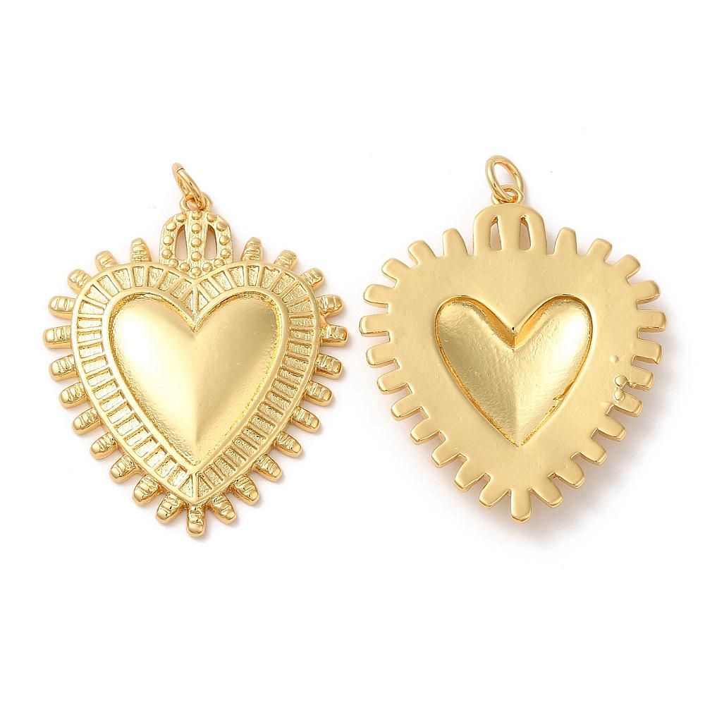 Spiky Heart Charm, Shiny 18k Gold Plated - SY048