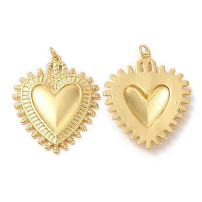 Spiky Heart Charm, Shiny 18k Gold Plated - SY048