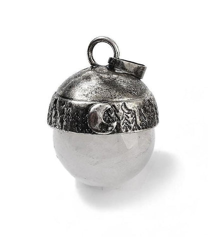 Chunky Antiqued Quartz Crystal Pendant, Stainless Steel - SS028