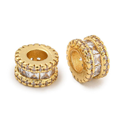 Micro Pave Cylinder Beads, 18k Gold Plated - SY032