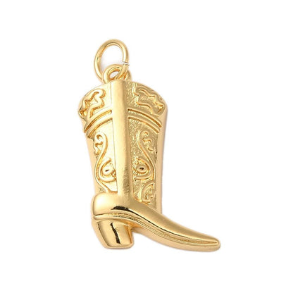 Cowboy Boot Charm, Shiny 18k Gold Plated - SY023