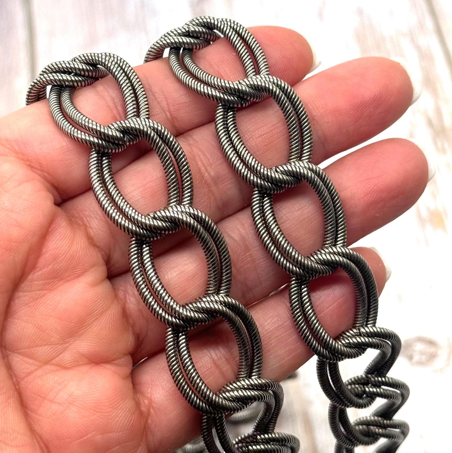 Chunky Double Link Chain, Antiqued Pewter Plated - P003-CH
