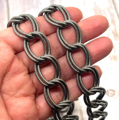 Chunky Double Link Chain, Antiqued Pewter Plated - P003-CH