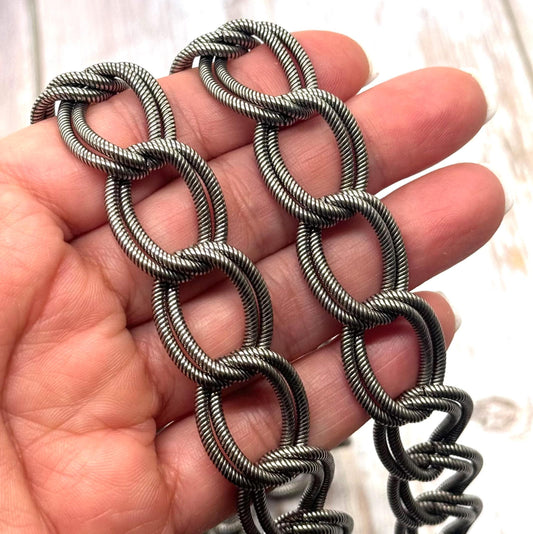 Chunky Double Link Chain, Antiqued Pewter Plated - P003-CH