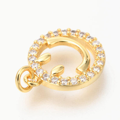Smiley Face Micro Pave Charm, Shiny 18k Gold Plated - SY014