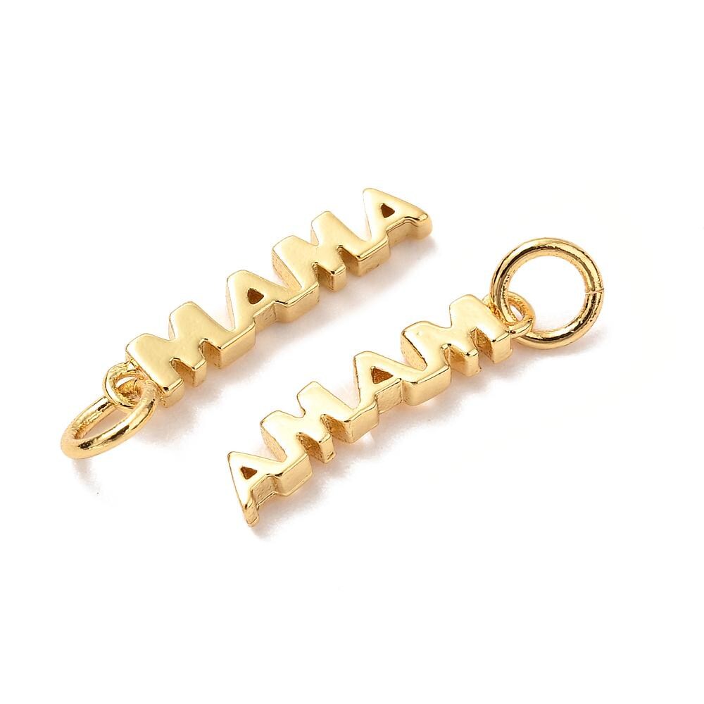 Tiny 'Mama' Word Charm, Shiny 18k Gold Plated - SY003