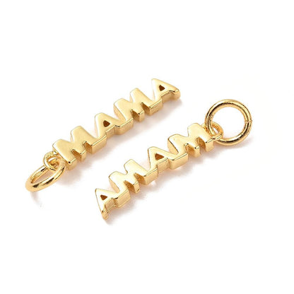 Tiny 'Mama' Word Charm, Shiny 18k Gold Plated - SY003