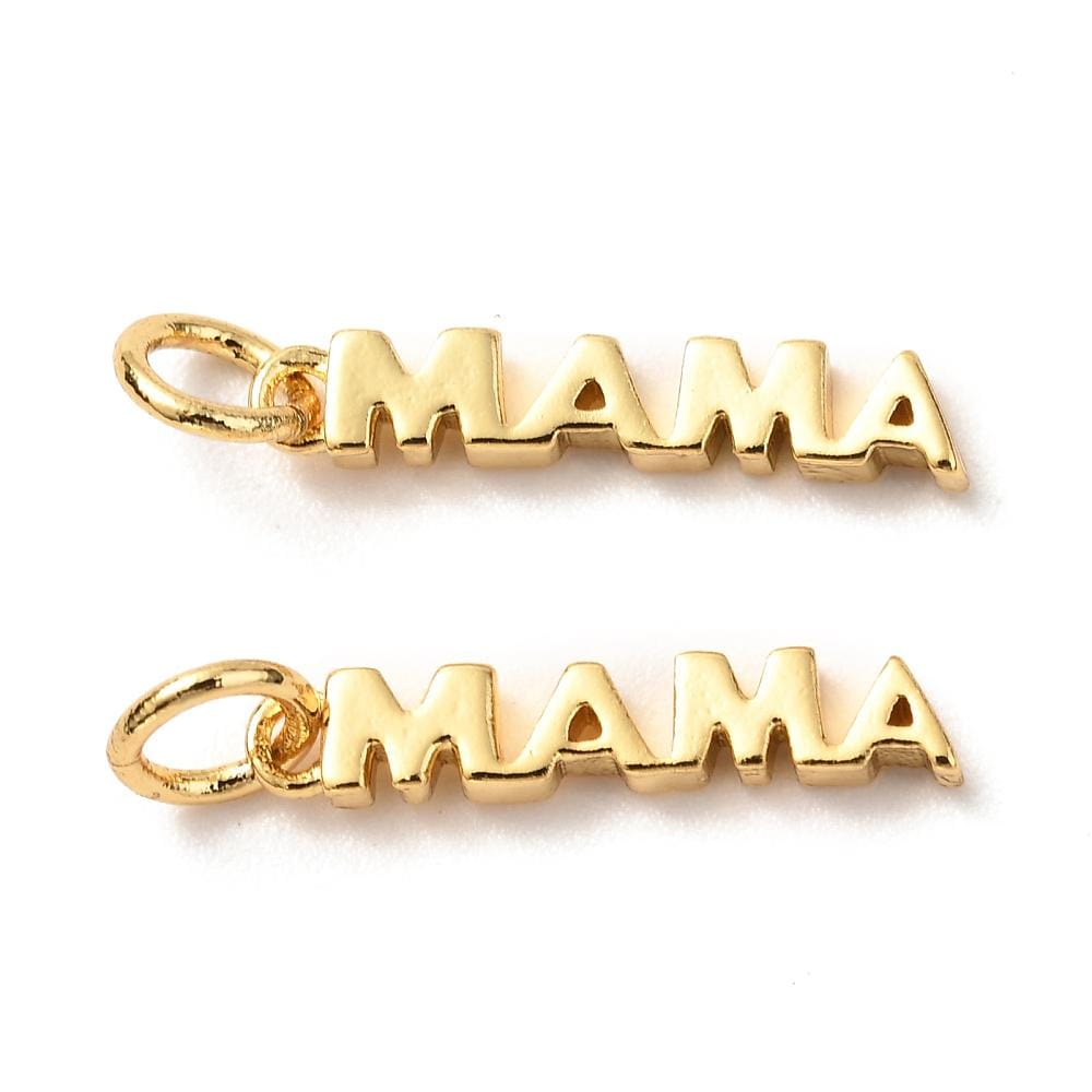 Tiny 'Mama' Word Charm, Shiny 18k Gold Plated - SY003