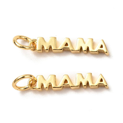 Tiny 'Mama' Word Charm, Shiny 18k Gold Plated - SY003