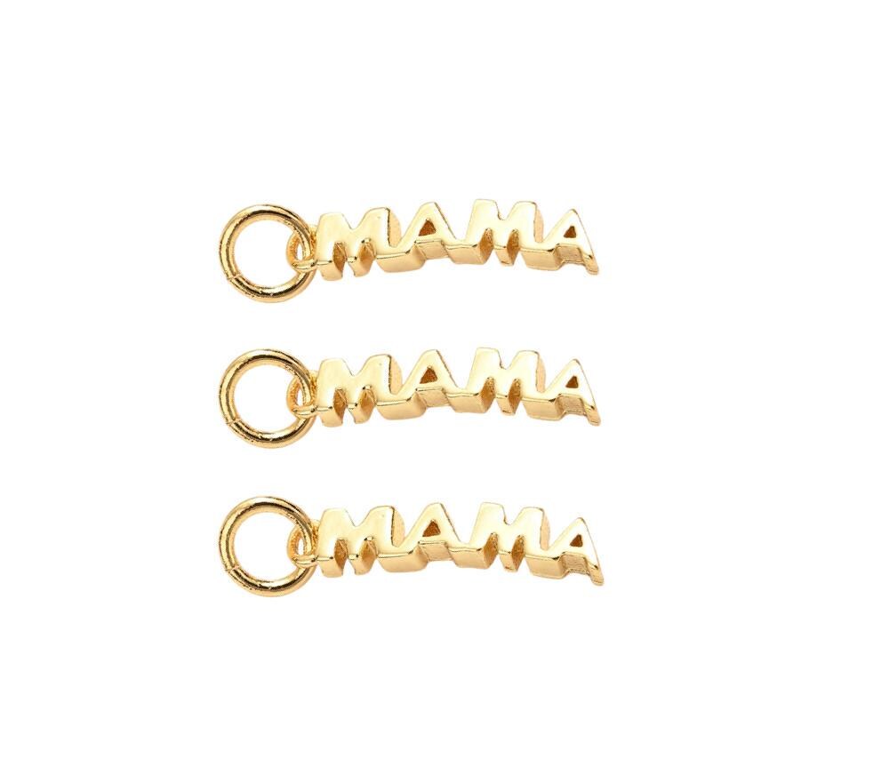 Tiny 'Mama' Word Charm, Shiny 18k Gold Plated - SY003