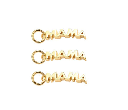 Tiny 'Mama' Word Charm, Shiny 18k Gold Plated - SY003