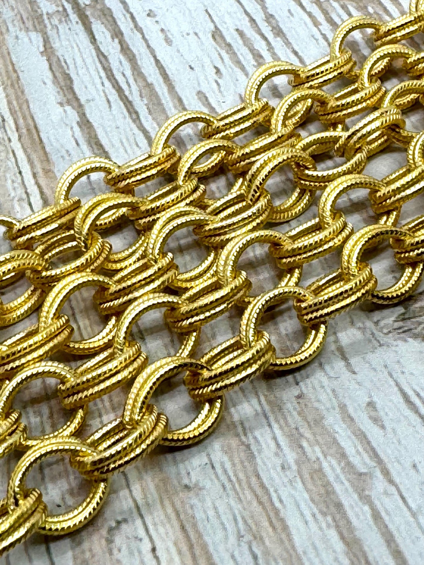 Cadena tipo cable doble gruesa de 8x10 mm, chapado en oro de 18k satinado - S073-CH
