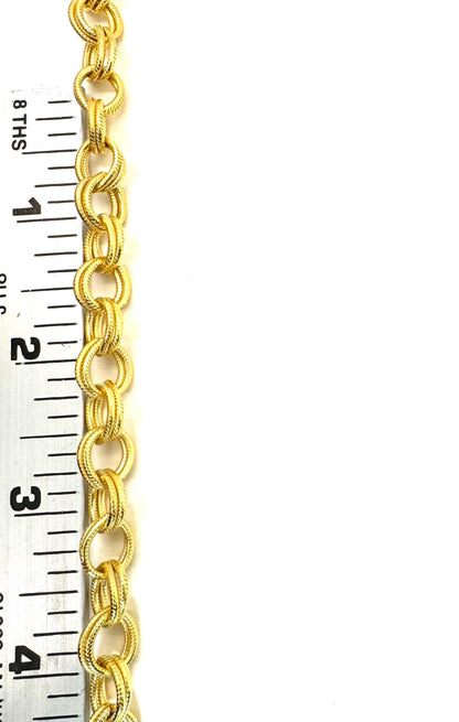 Cadena tipo cable doble gruesa de 8x10 mm, chapado en oro de 18k satinado - S073-CH