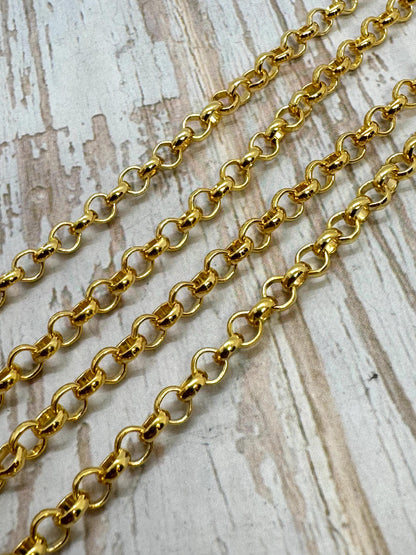 4.5mm Rolo Chain, 18k Gold Plated Belcher Chain
