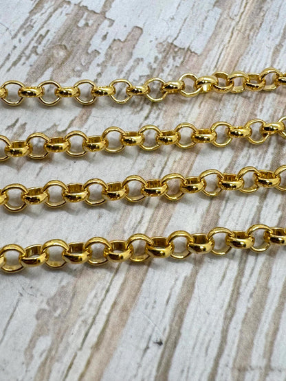 4.5mm Rolo Chain, 18k Gold Plated Belcher Chain