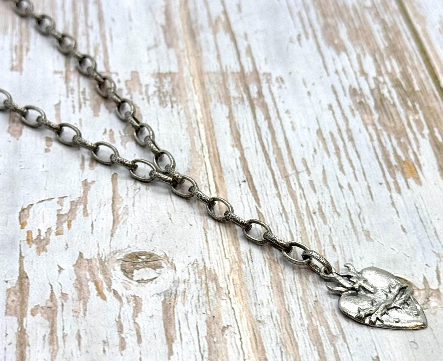 Hammered Rolo Chain, Antiqued Pewter Plated - P042-CH