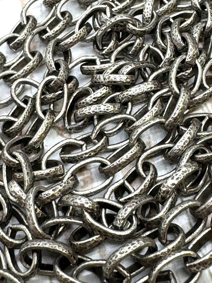 Hammered Rolo Chain, Antiqued Pewter Plated - P042-CH