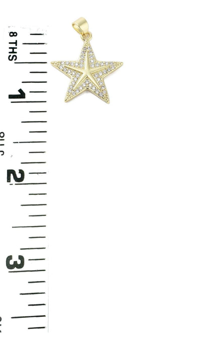 Micro Pave Star Charm, Shiny 18k Gold Plated - SY007
