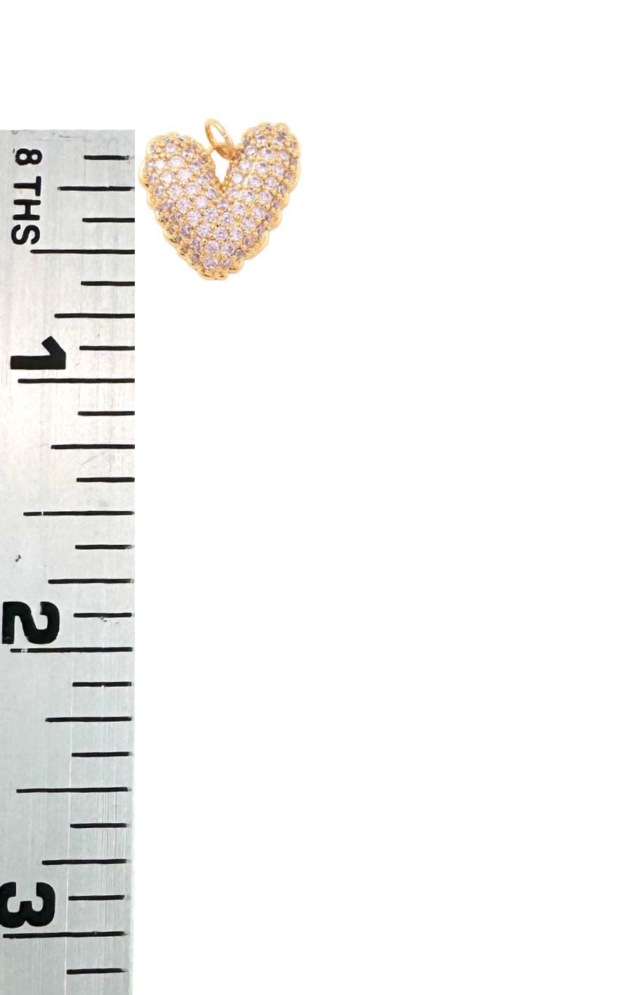 Sparkly Pink Micro Pave Heart Pendant, Shiny 18k Gold Plated - SY069