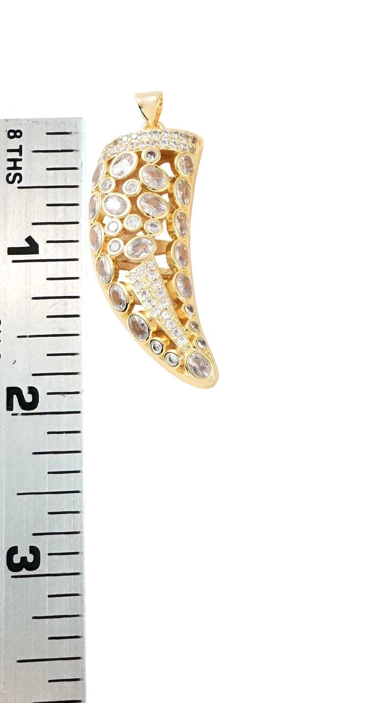 Micro Pave Horn Charm, Shiny 18k Gold Plated - SY049