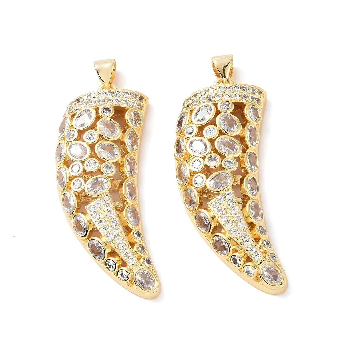 Micro Pave Horn Charm, Shiny 18k Gold Plated - SY049
