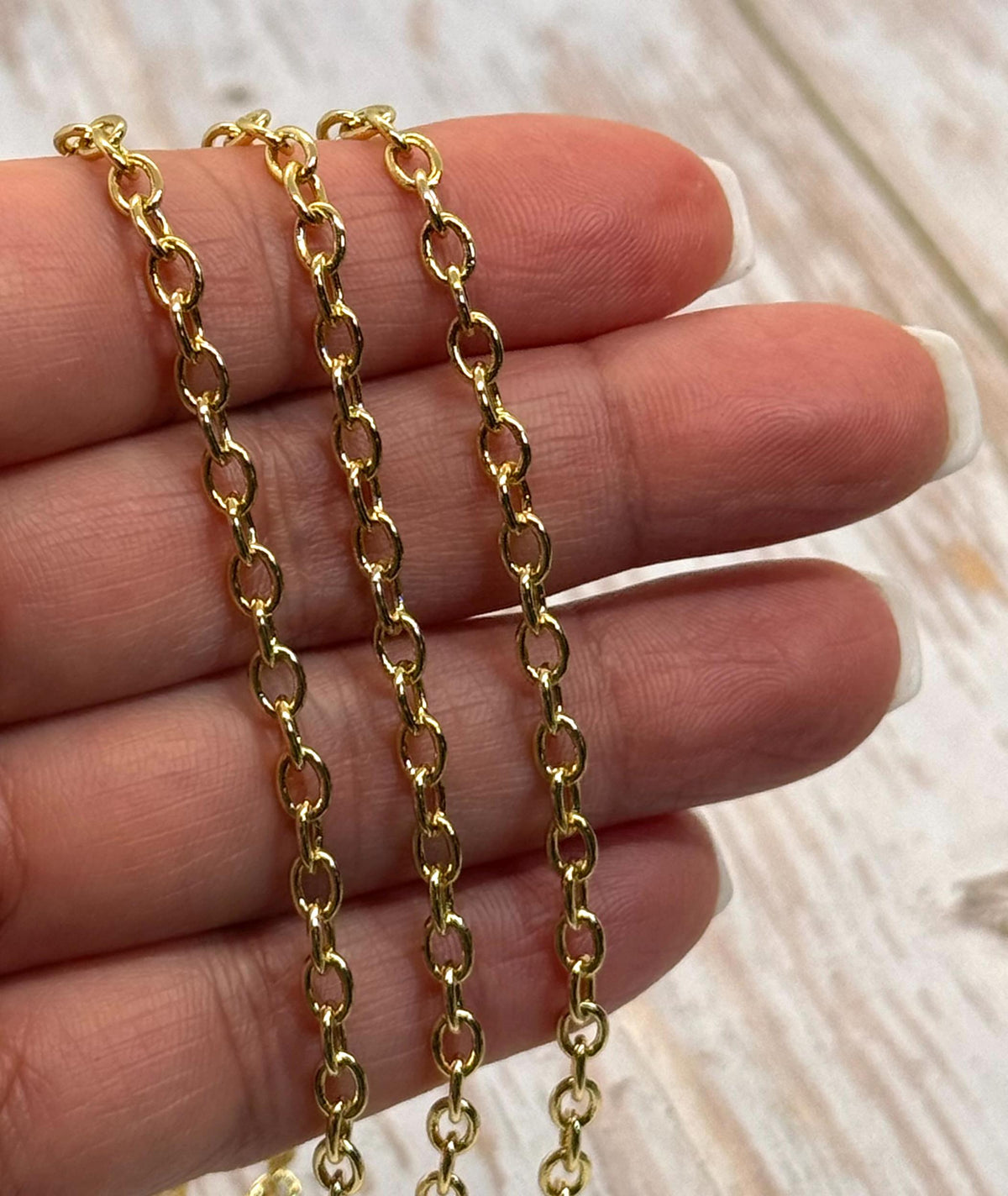 Minimalist Oval Cable Chain, Shiny 18k Gold Plated
