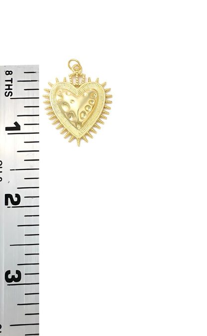 Sunburst Heart Charm, Shiny 18k Gold Plated - SY067
