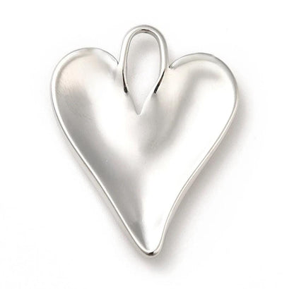 Large Elongated Heart Pendant, Stainless Steel - SS026