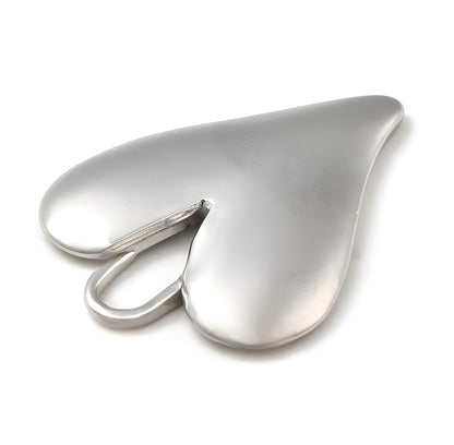 Large Elongated Heart Pendant, Stainless Steel - SS026