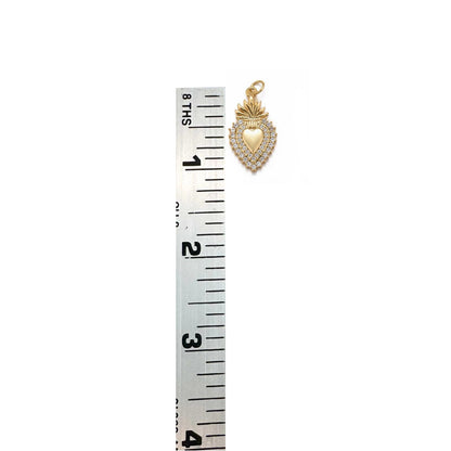 Sacred Heart Micro Pave Pendant, Shiny 18k Gold Plated - SY063