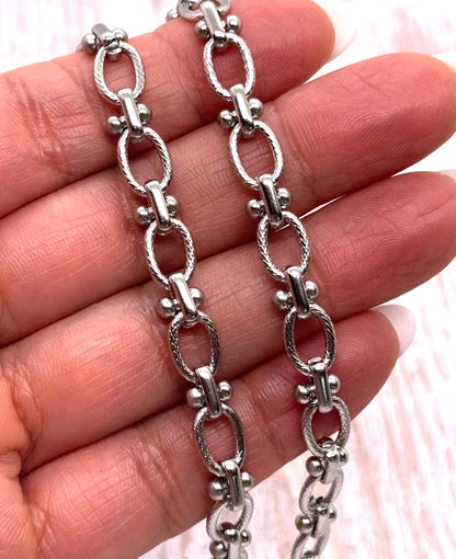 Textured Link Chain, Stainless Steel