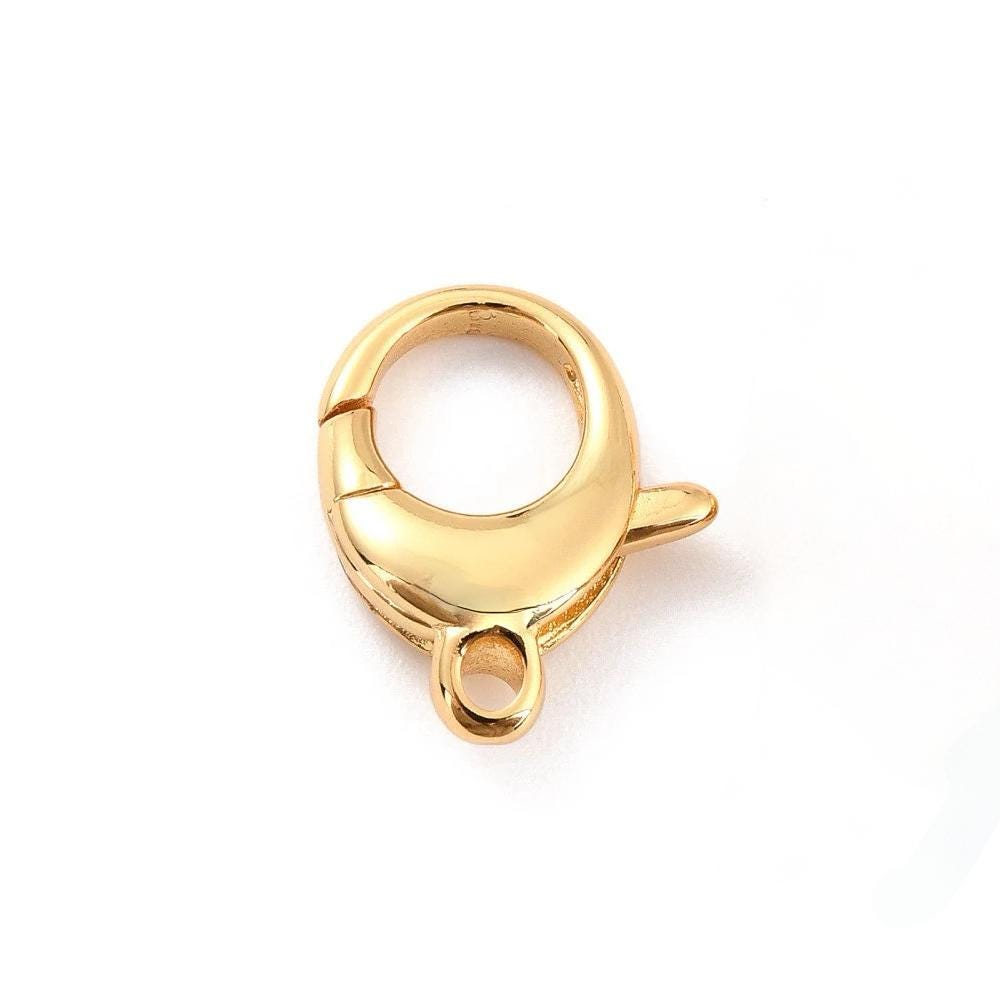 Large Round Lobster Clasp, Shiny 18k Gold Plated - SY086