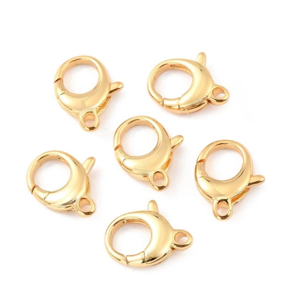 Large Round Lobster Clasp, Shiny 18k Gold Plated - SY086