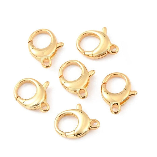 Large Round Lobster Clasp, Shiny 18k Gold Plated - SY086