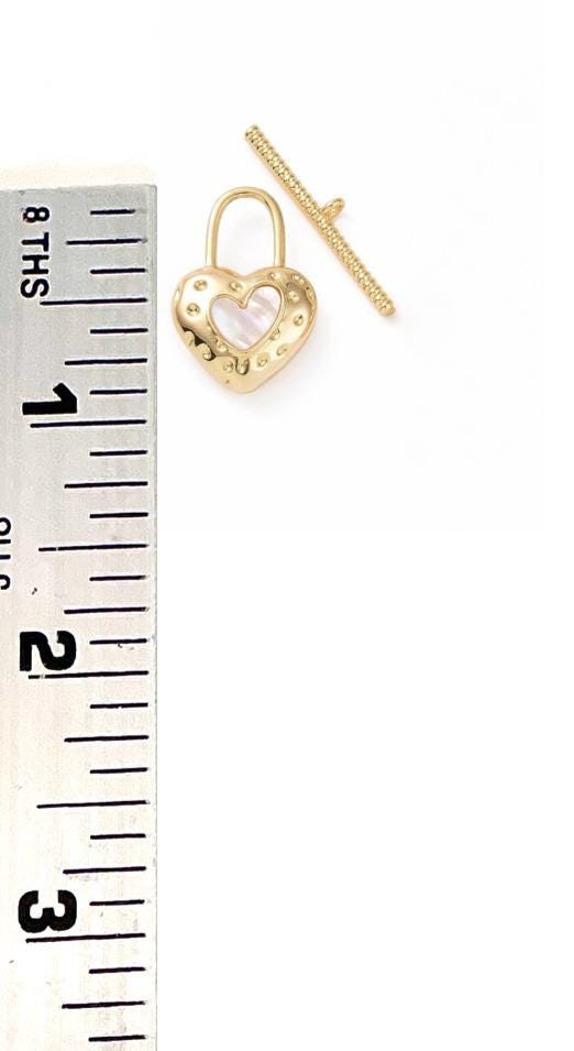 Heart Lock Toggle Clasp, Shiny 18k Gold Plated - SY005
