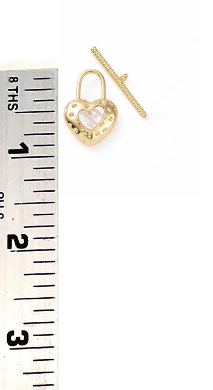 Heart Lock Toggle Clasp, Shiny 18k Gold Plated - SY005