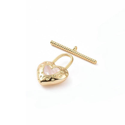 Heart Lock Toggle Clasp, Shiny 18k Gold Plated - SY005