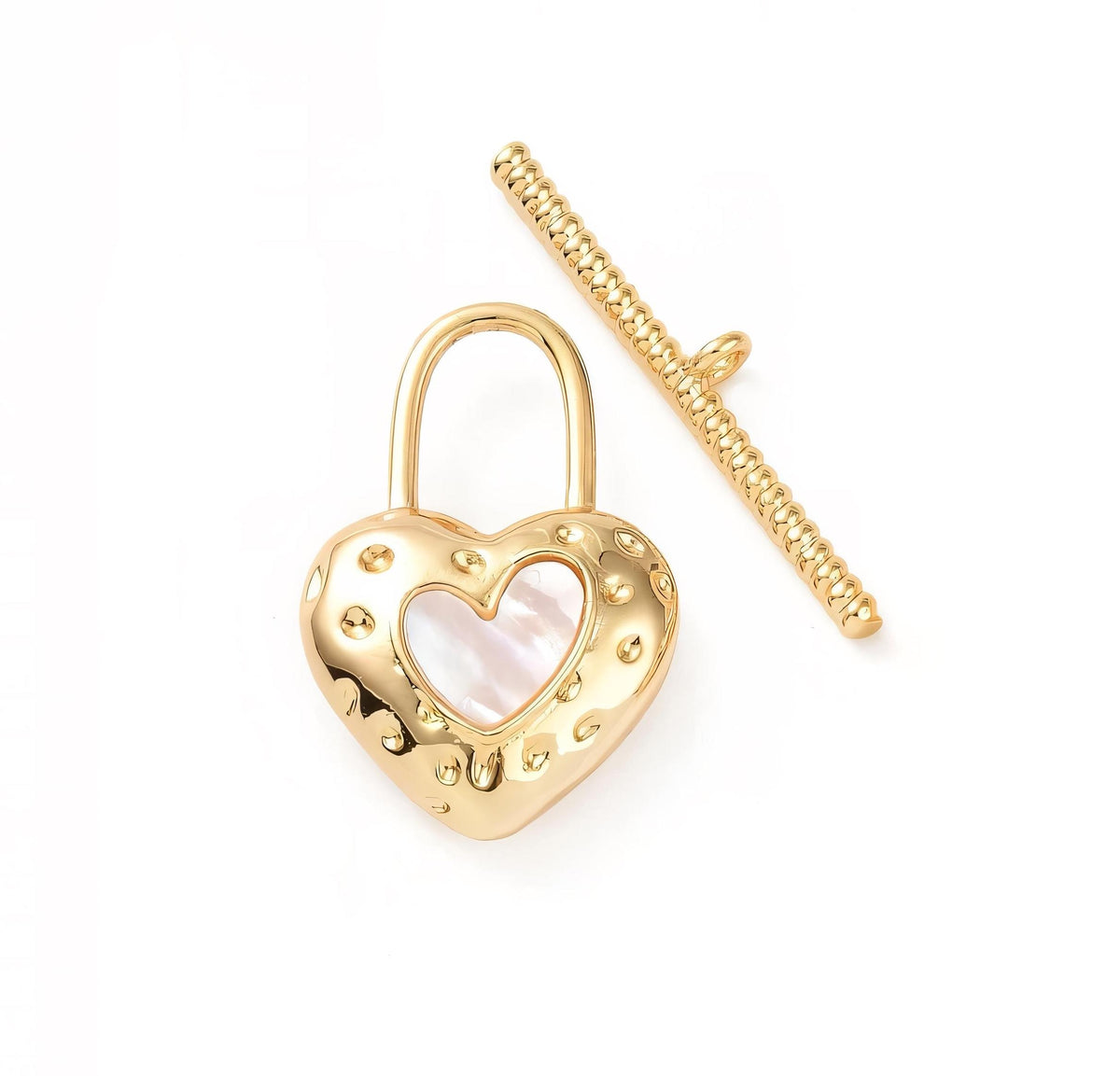 Heart Lock Toggle Clasp, Shiny 18k Gold Plated - SY005