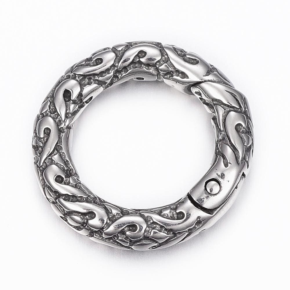 Multi-Use Textured Spring O Ring Clasp, Stainless Steel - SS061