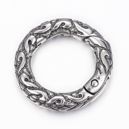 Multi-Use Textured Spring O Ring Clasp, Stainless Steel - SS061