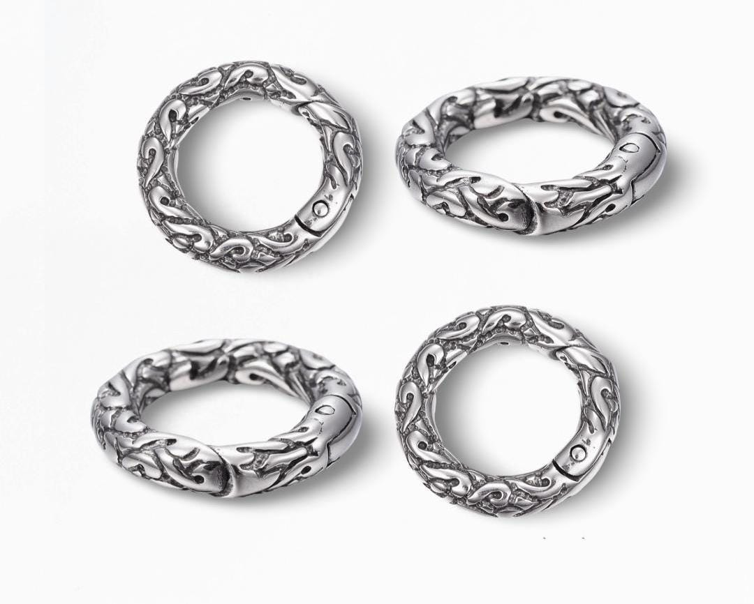Multi-Use Textured Spring O Ring Clasp, Stainless Steel - SS061
