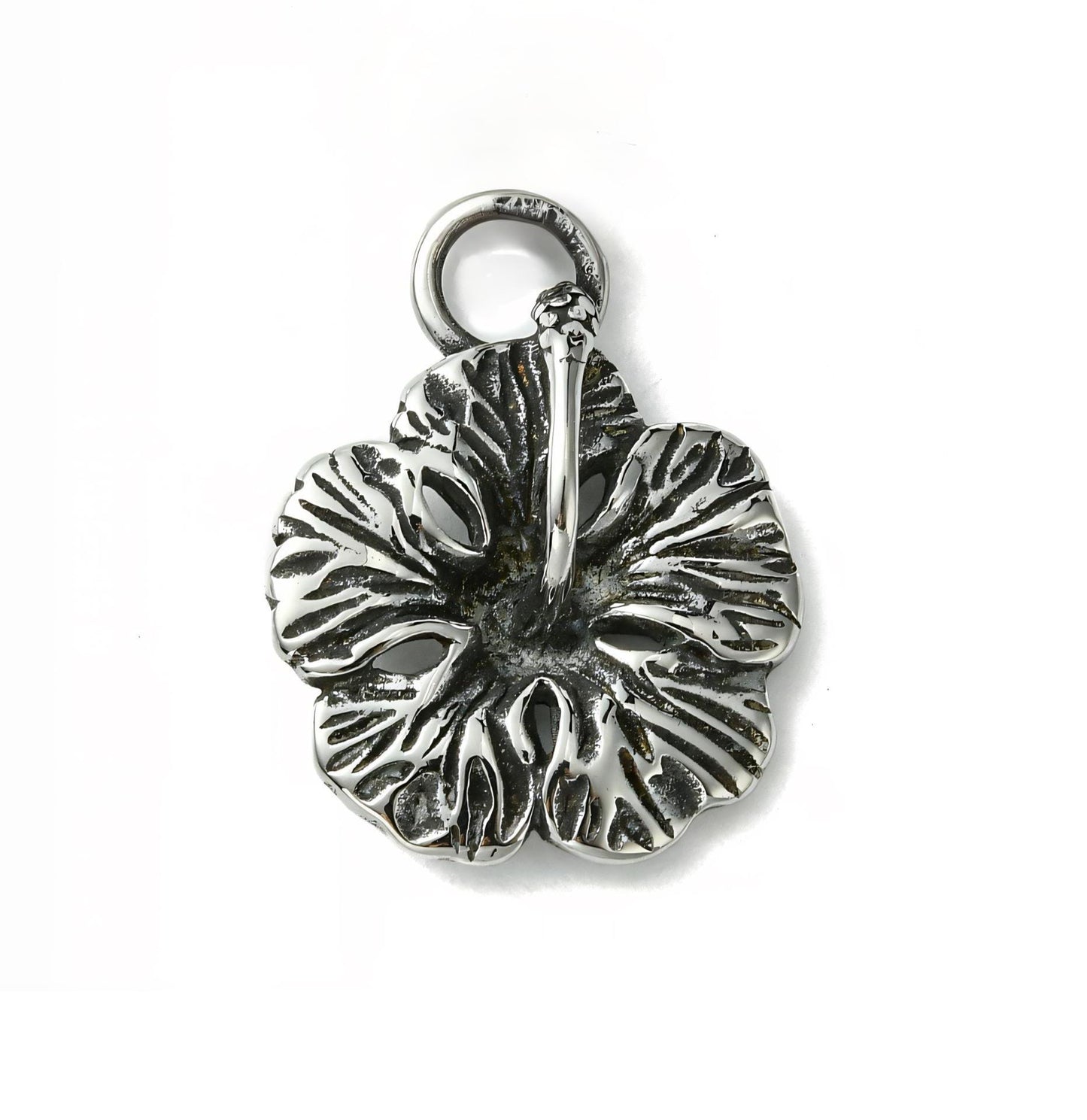 Antique Silver Flower Pendant, Stainless Steel - SS040