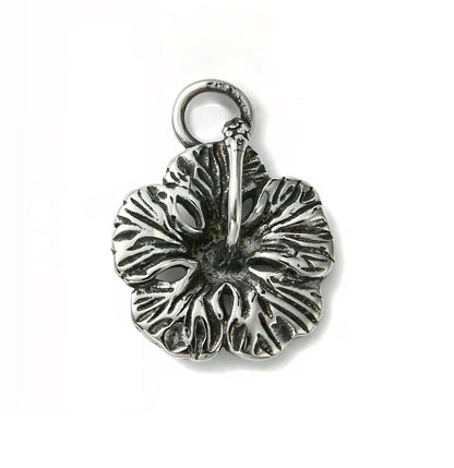 Antique Silver Flower Pendant, Stainless Steel - SS040