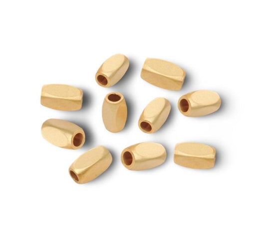 6x3mm Tube Beads (Set of 10), Satin 18k Gold Plated - ST615