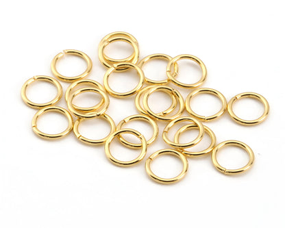 7mm 18 Gauge Jump Rings, 20 Units, Shiny 18k Gold Plated - G004-JR